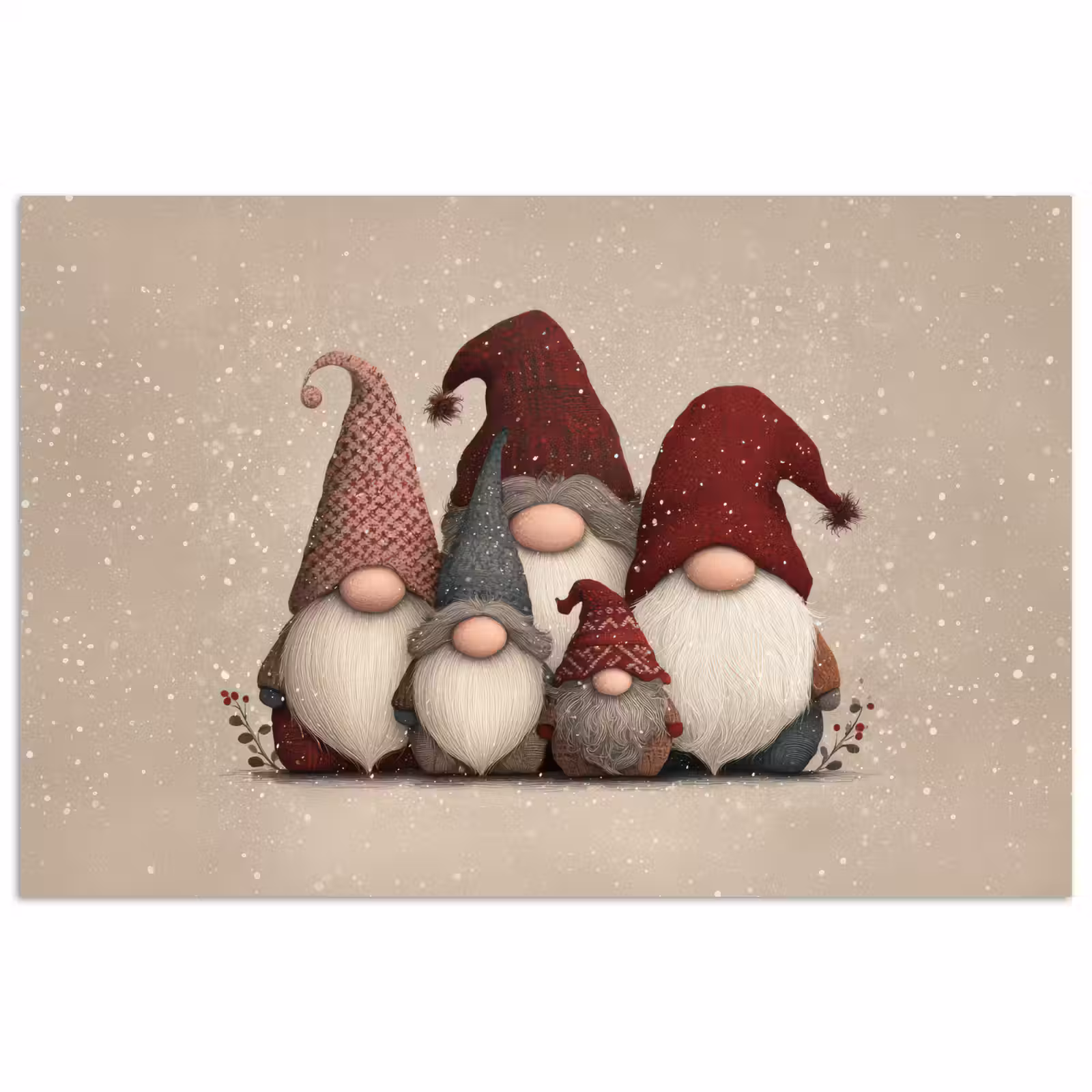Poster - Kabouters - Kerst - Sneeuw - Puntmutsen — 1