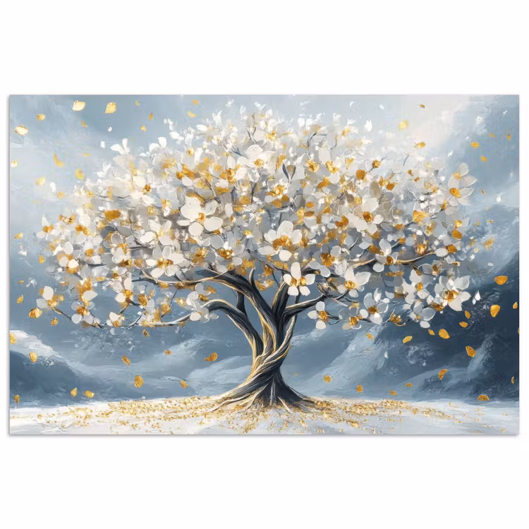 Poster - Boom - Winter - Levensboom - Modern - Goud — 1