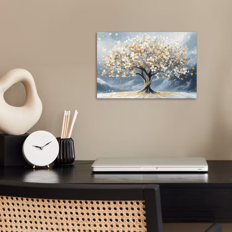 Poster - Boom - Winter - Levensboom - Modern - Goud — 2