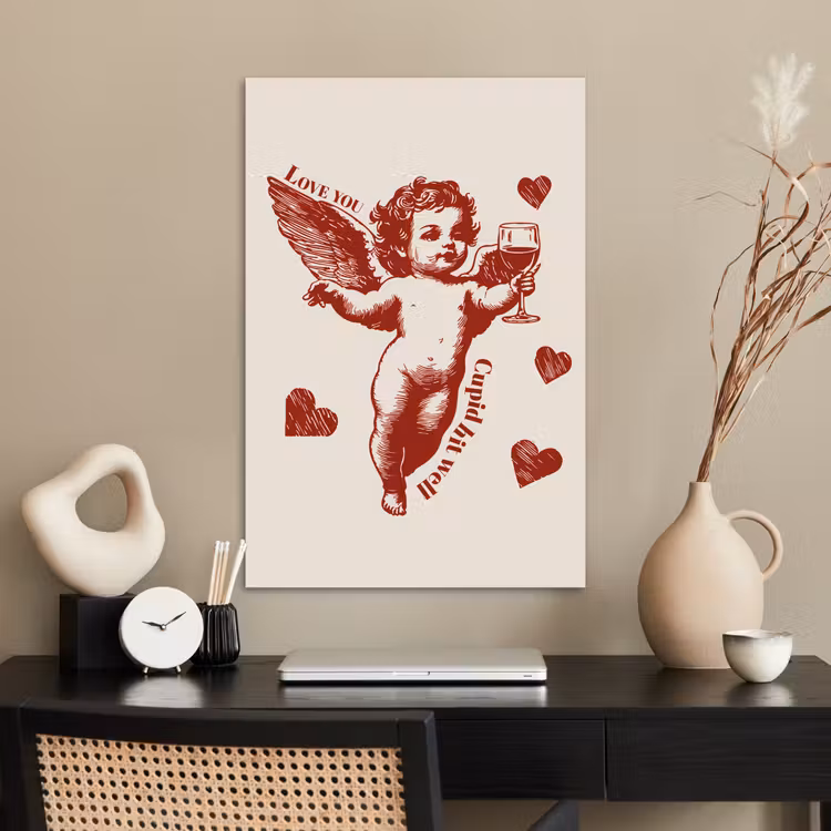 Poster - Cupido - Hartjes - Rood - Klassiek — 2