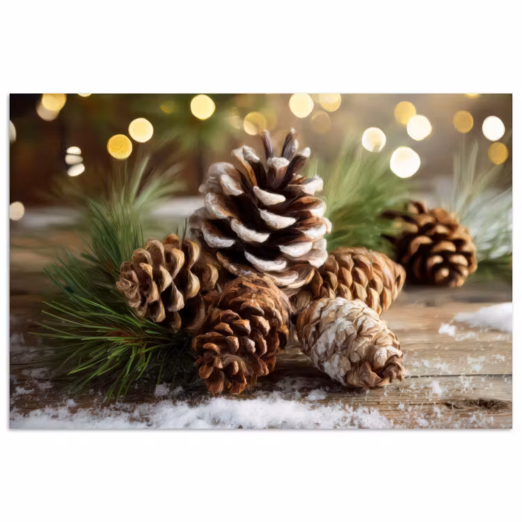 Poster - Dennenappels - Kerstsfeer - Bruin - Groen — 1