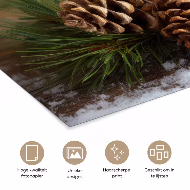 Poster - Dennenappels - Kerstsfeer - Bruin - Groen — 5