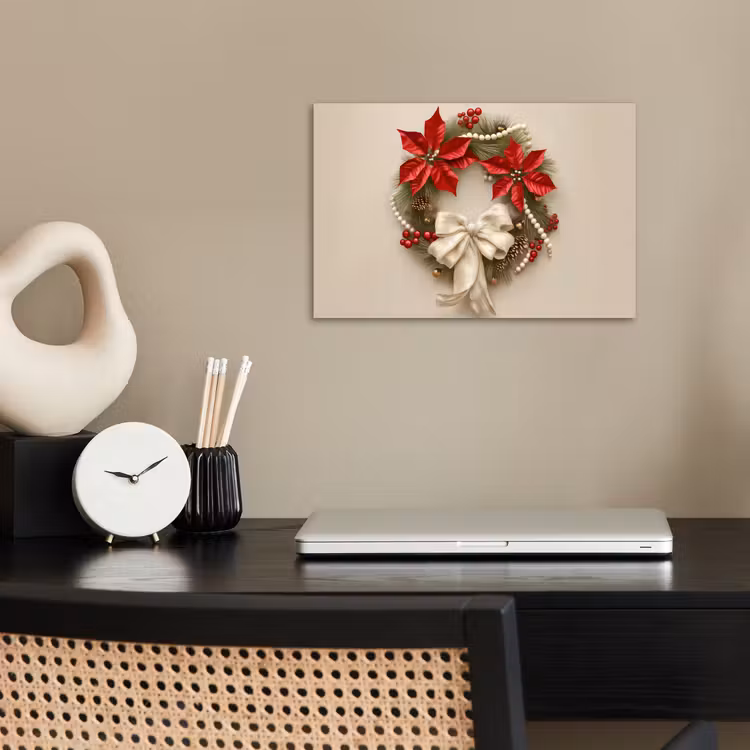Poster - Deurkrans - Strik - Kerst - Rood - Groen — 2