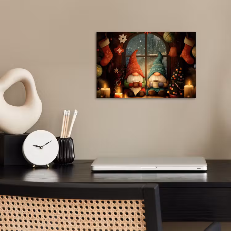 Poster - Gnooms - Kerst - Raam - Kleurrijk — 2