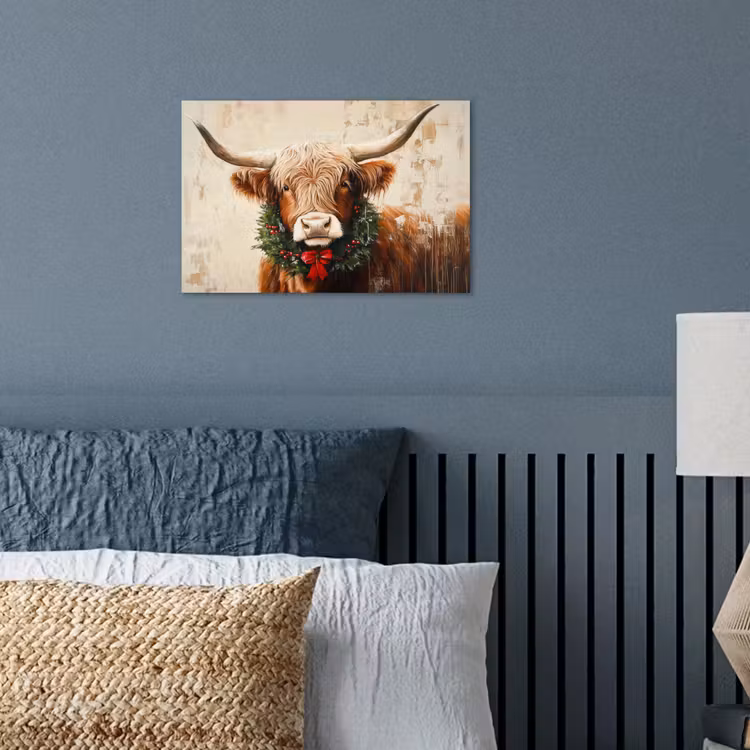 Poster - Kerst - Schotse Hooglander - Bruin - Krans — 3