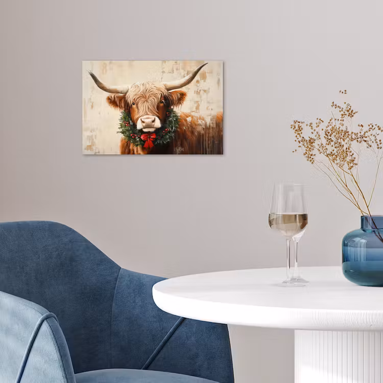 Poster - Kerst - Schotse Hooglander - Bruin - Krans — 4