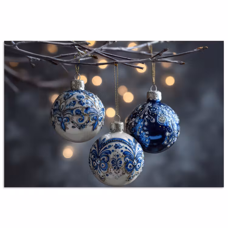Poster - Kerstbal - Versierd - Blauw — 1