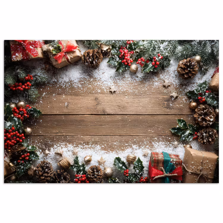 Poster - Kerstdecoratie - Geschenken - Hout - Veelkleurig — 1