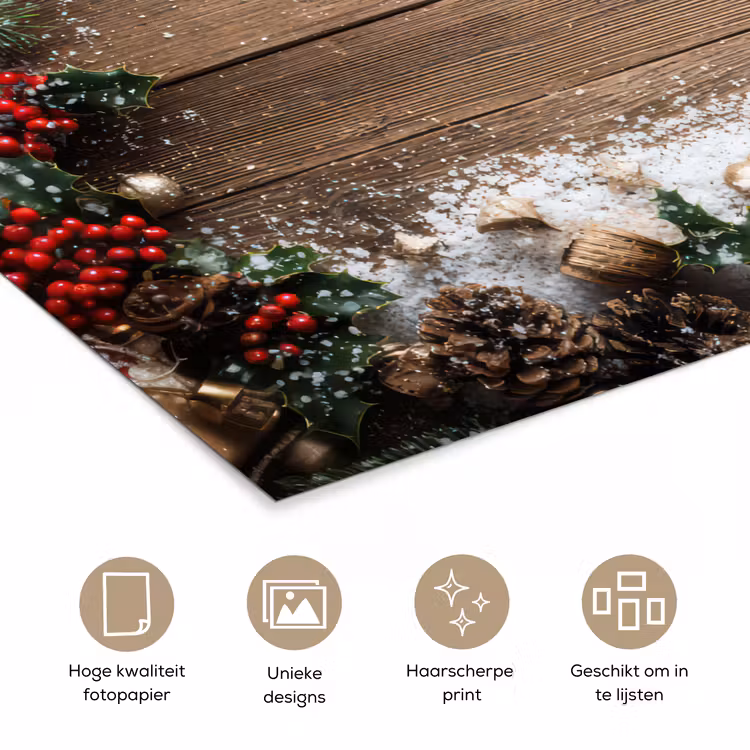 Poster - Kerstdecoratie - Geschenken - Hout - Veelkleurig — 5