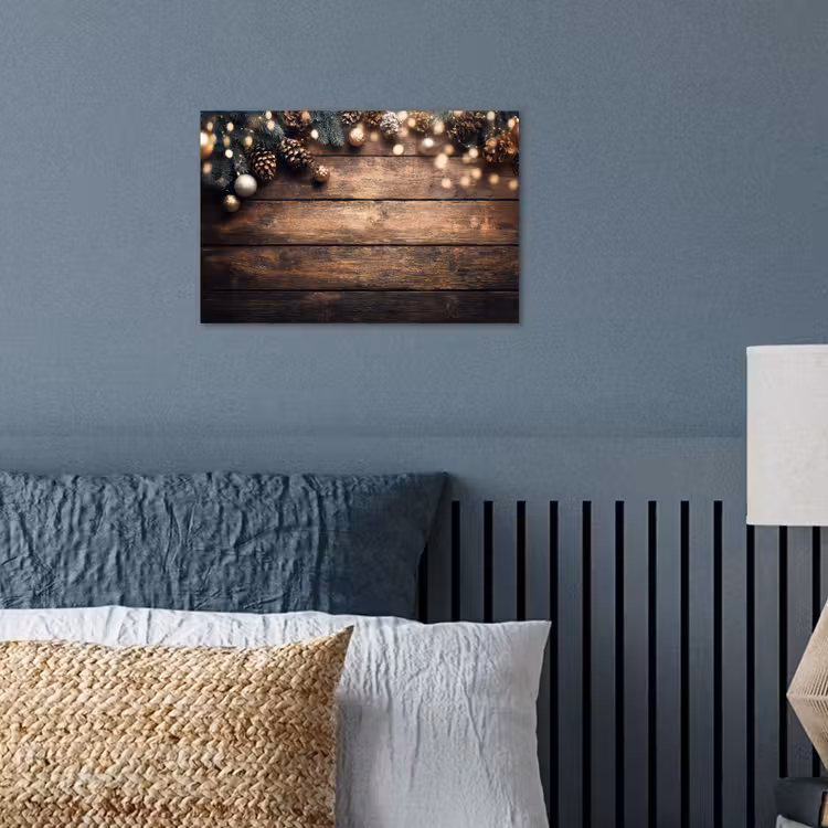 Poster - Kerstdecoratie - Houten - Dennenappel - Bruin — 3