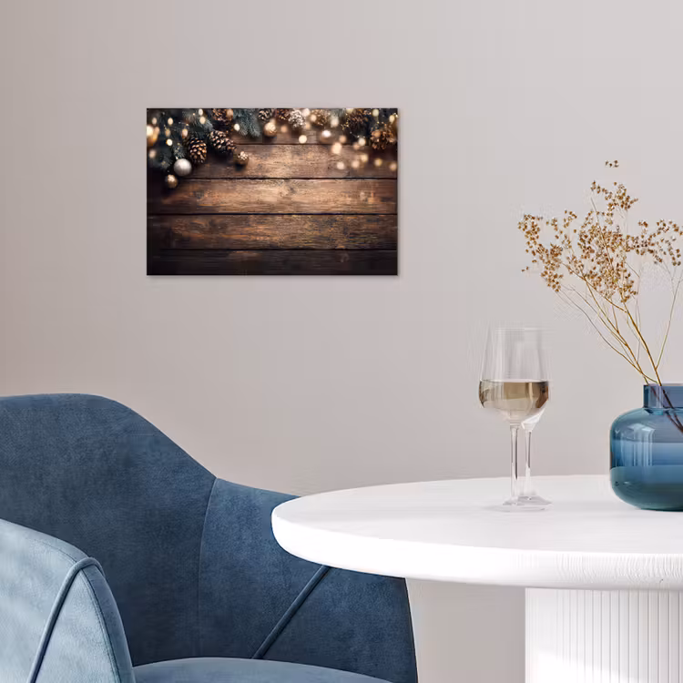 Poster - Kerstdecoratie - Houten - Dennenappel - Bruin — 4