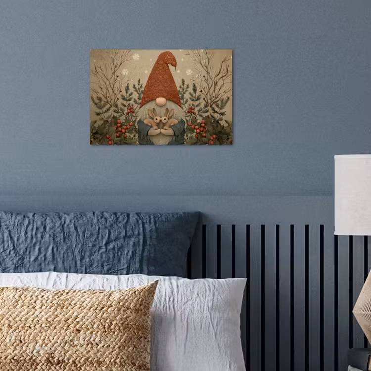 Poster - Kerstgnome - Konijntjes - Kleurrijk — 3