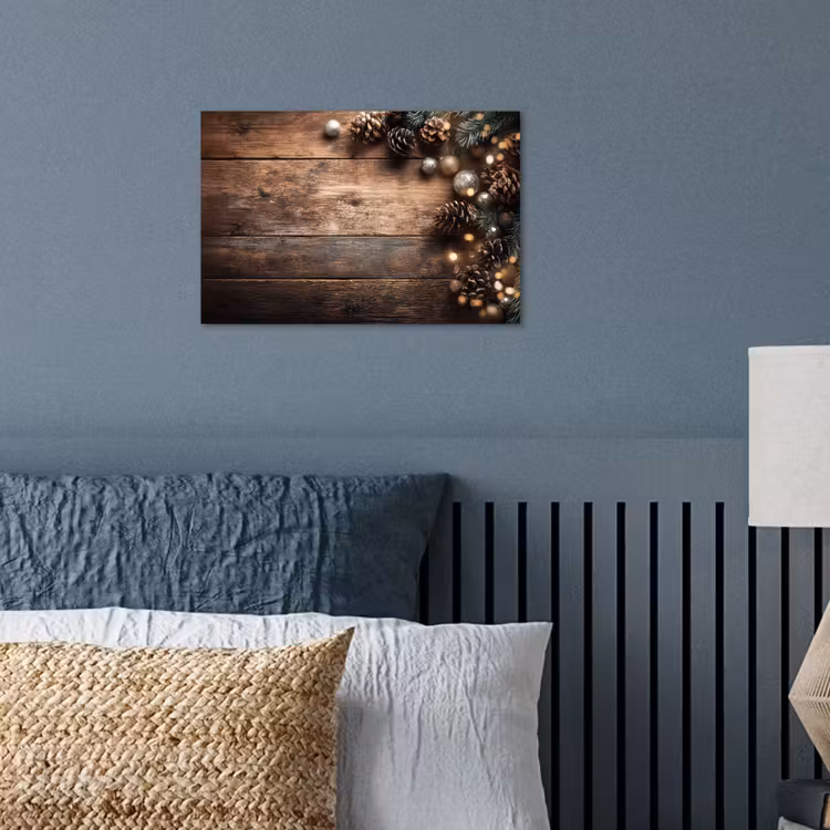 Poster - Kersthoekdecoratie - Dennenappels - Lichtjes — 3
