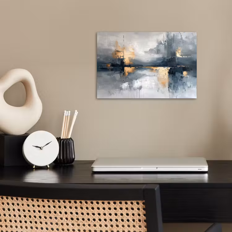 Poster - Kunst - Grijs - Goud - Abstract — 2