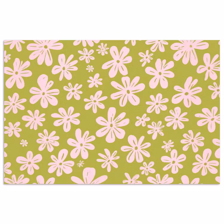 Poster - Bloemen - Roze - Getekend - Patroon — 1