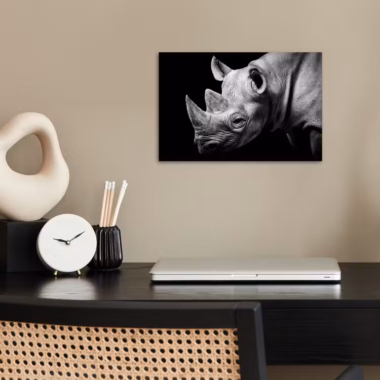 Poster - Dieren - Neushoorn - Zwart - Wit - Portret — 2