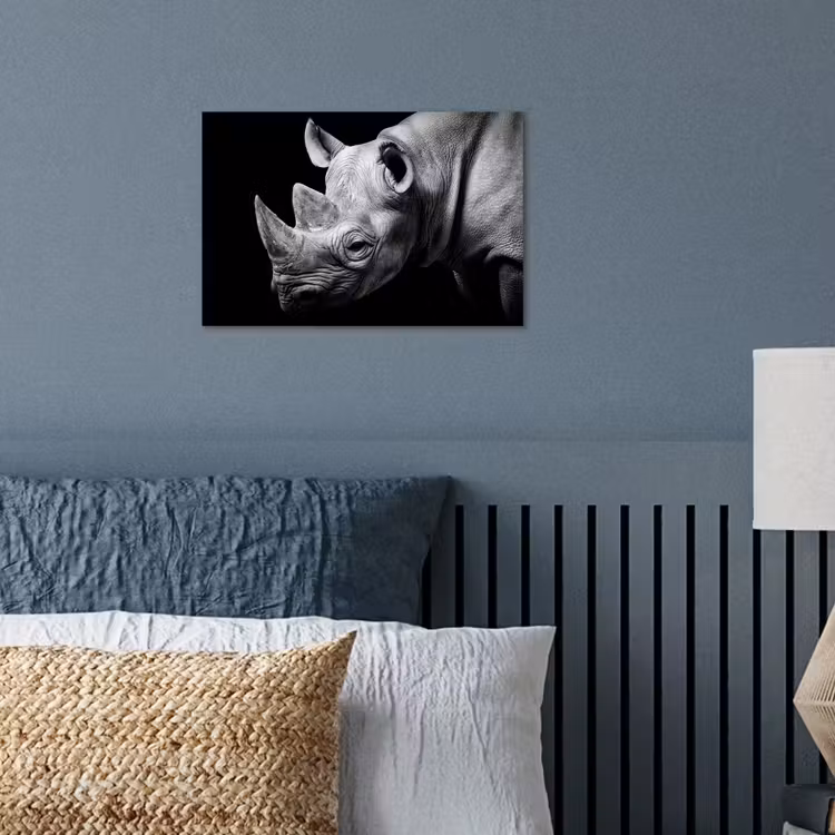 Poster - Dieren - Neushoorn - Zwart - Wit - Portret — 3