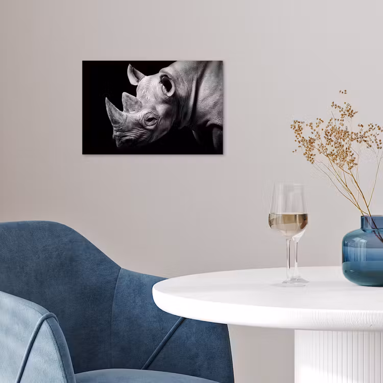 Poster - Dieren - Neushoorn - Zwart - Wit - Portret — 4