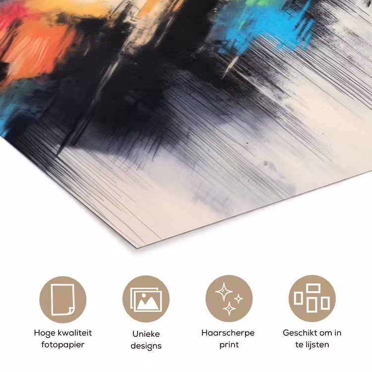 Poster - Dynamisch - Abstract - Kleurrijk - Zwart — 5