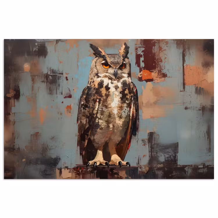 Poster - Geschilderd - Abstract - Uil - Bruin — 1