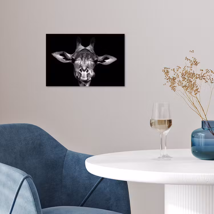 Poster - Giraffe - Portret - Dieren - Zwart - Wit — 4