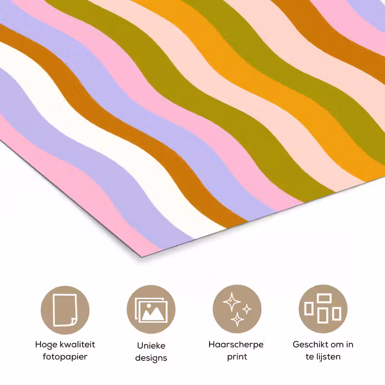 Poster - lijnen - Golven - Pastelkleuren - Patroon — 5