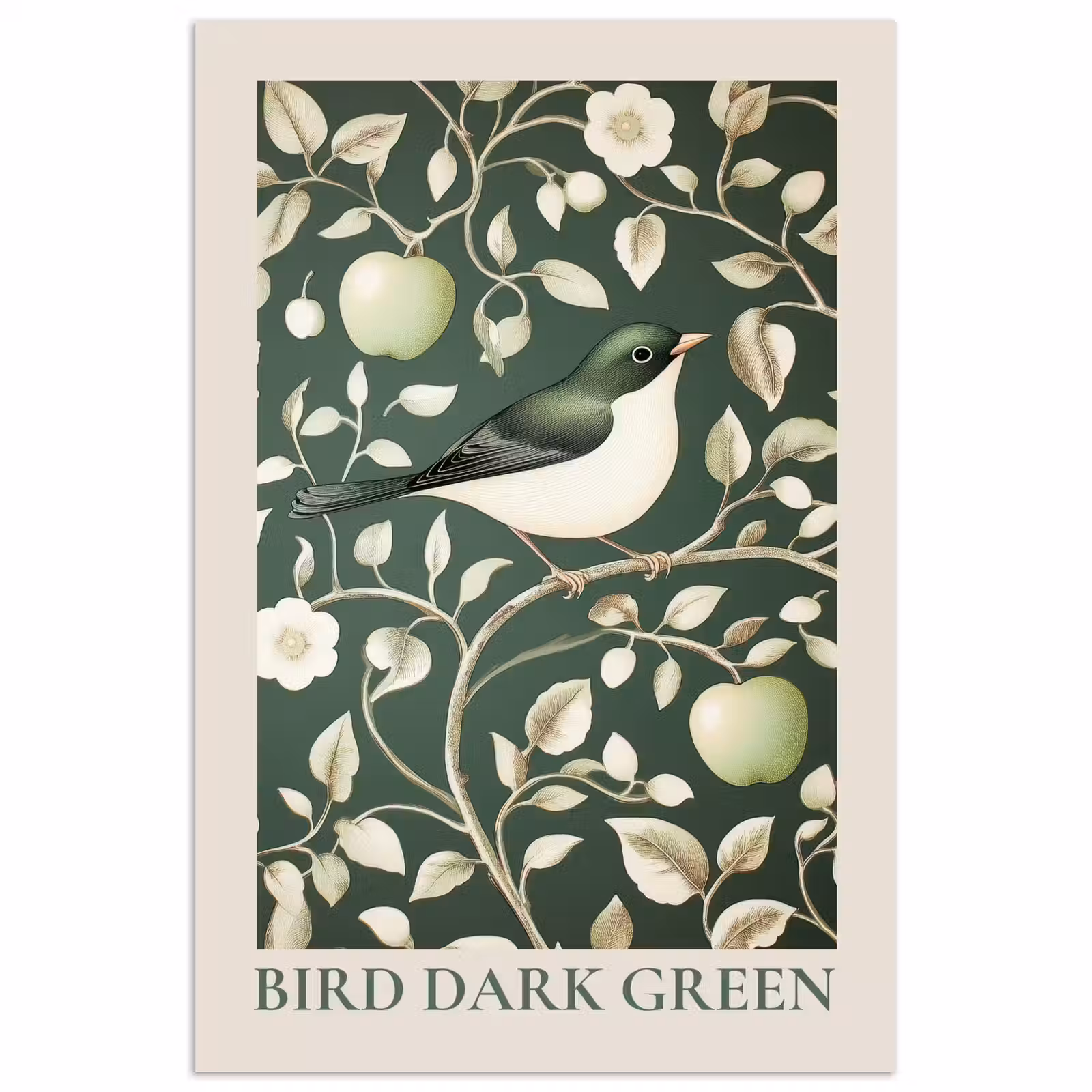 Poster - Groen - Vogel - Bloemen — 1