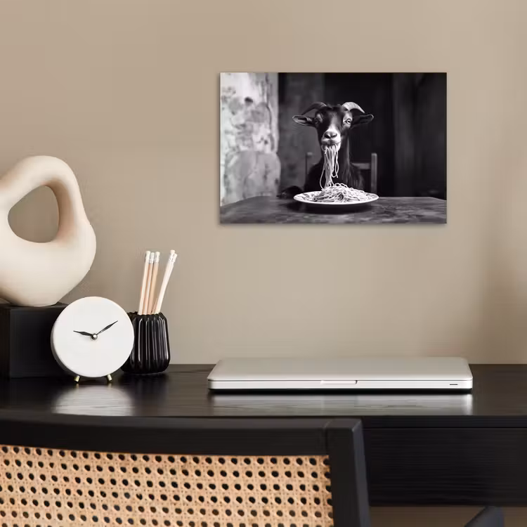 Poster - Geit - Bord - Spaghetti - Zwart Wit — 2