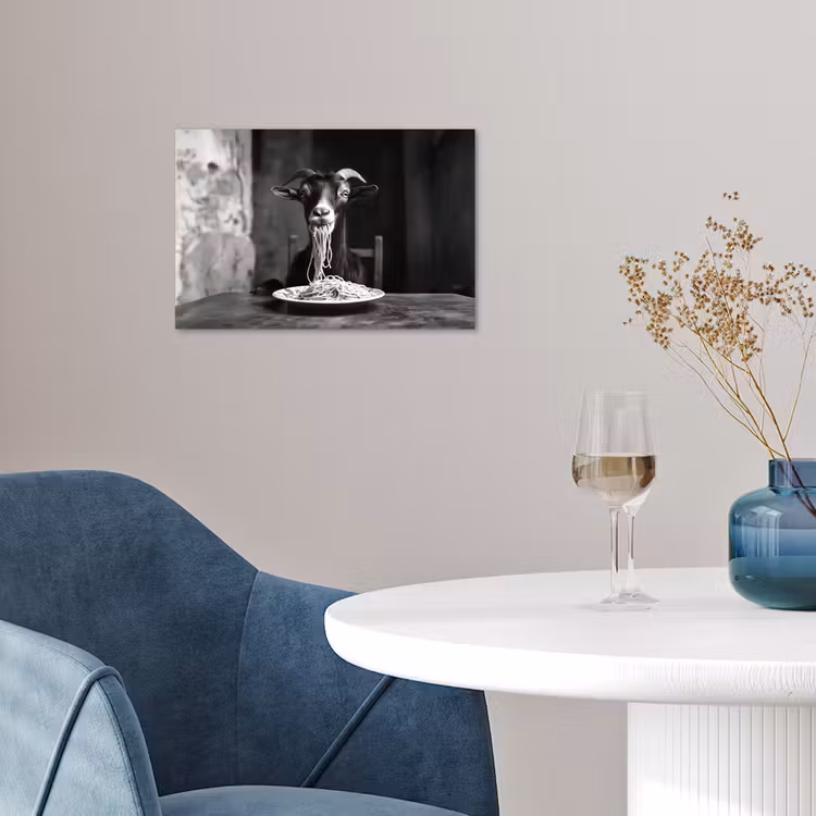 Poster - Geit - Bord - Spaghetti - Zwart Wit — 4