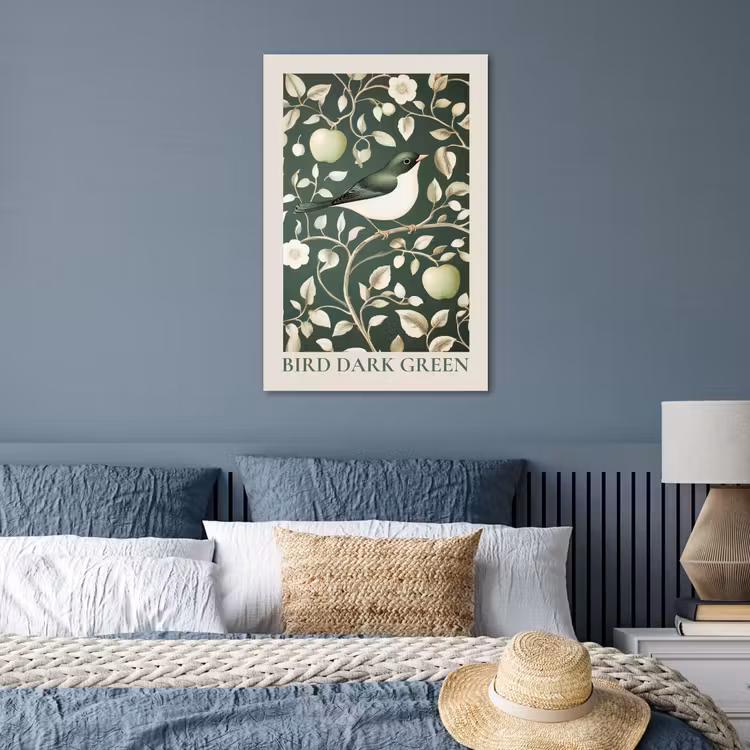 Poster - Groen - Vogel - Bloemen — 3