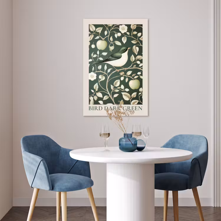 Poster - Groen - Vogel - Bloemen — 4