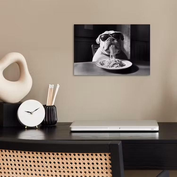 Poster - Hond - Bulldog - Pasta - Bril - Stoer - Dieren — 2