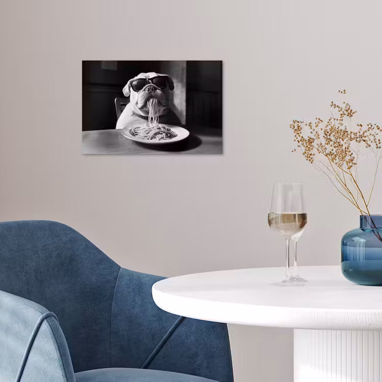 Poster - Hond - Bulldog - Pasta - Bril - Stoer - Dieren — 4