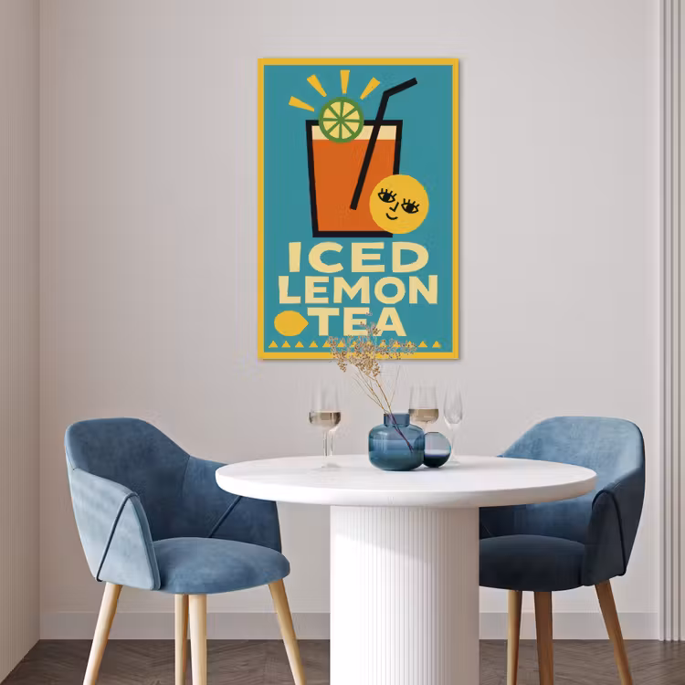 Poster - Ijsthee - Illustratie - Blauw - Citroen — 4