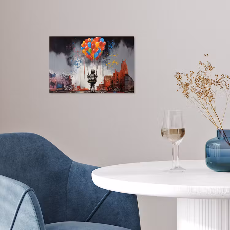 Poster - Jongen - Ballonnen - Gebouwen - Kunst — 4