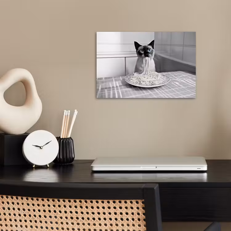 Poster - Kat - Siamees - Zwart Wit - Schattig - Dieren — 2