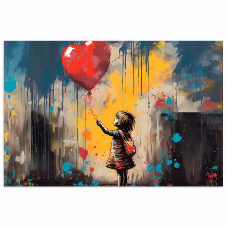 Poster - Meisje - Ballon - Hart - Graffiti — 1