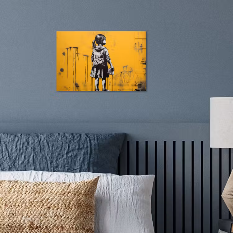 Poster - Meisje - Boek - Gele Muur - Graffiti — 3