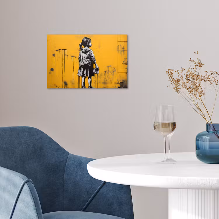 Poster - Meisje - Boek - Gele Muur - Graffiti — 4