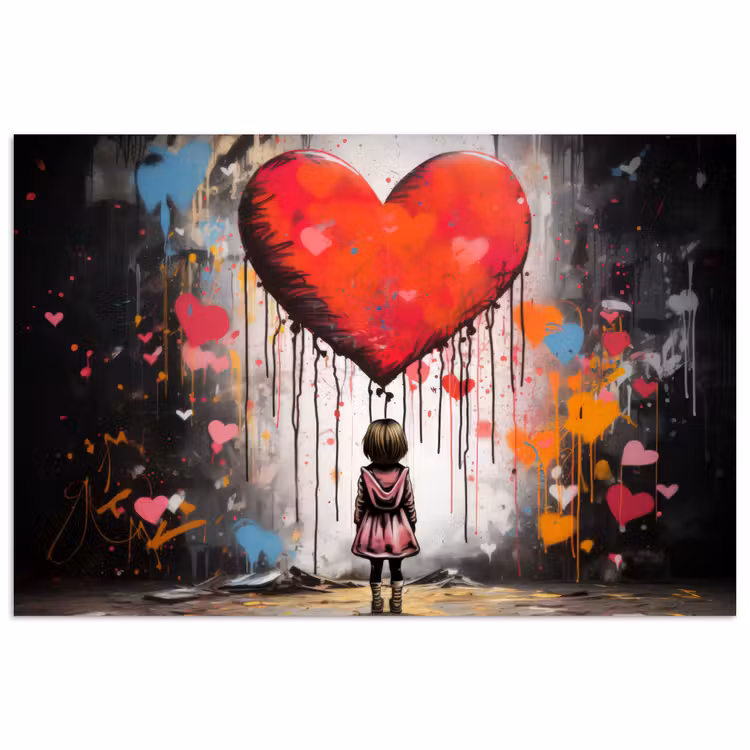 Poster - Meisje - Hart - Graffiti - Kunst - Kleuren - Rood — 1