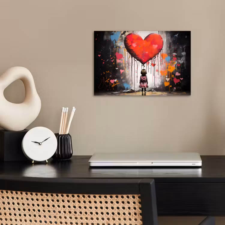 Poster - Meisje - Hart - Graffiti - Kunst - Kleuren - Rood — 2