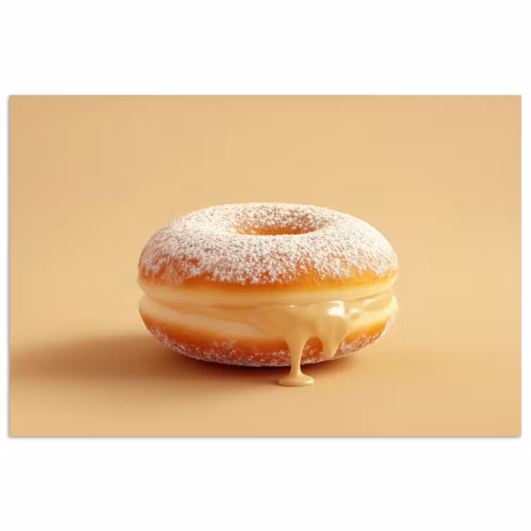 Poster - Donut - Romig - Poedersuiker - Beige — 1