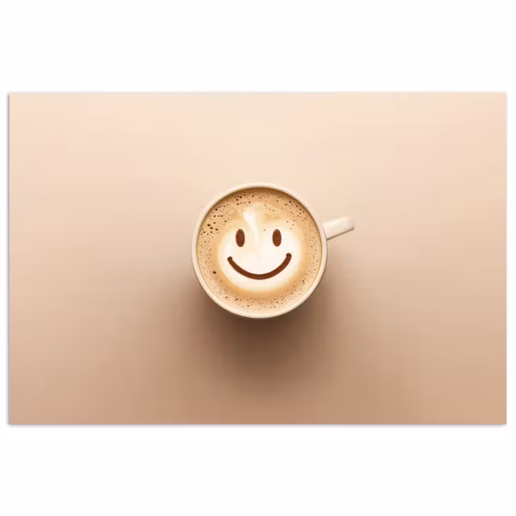 Poster - Koffie - Melkschuim - Lach - Beige — 1