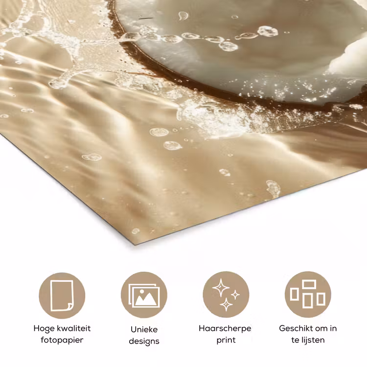 Poster - Kokosnoot - Water - Beige - Spetters — 5