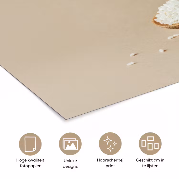 Poster - Lepel - Rijst - Hout - Beige — 5