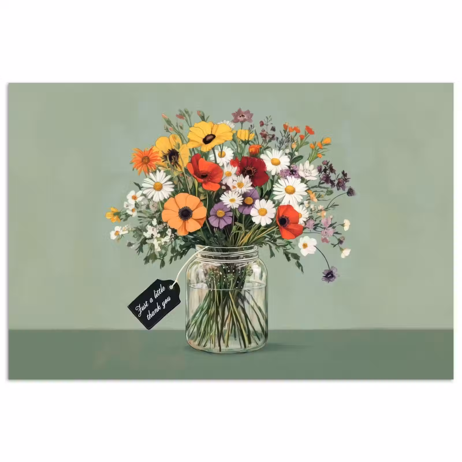 Poster - Bloemen - Vaas - Kaartje — 1