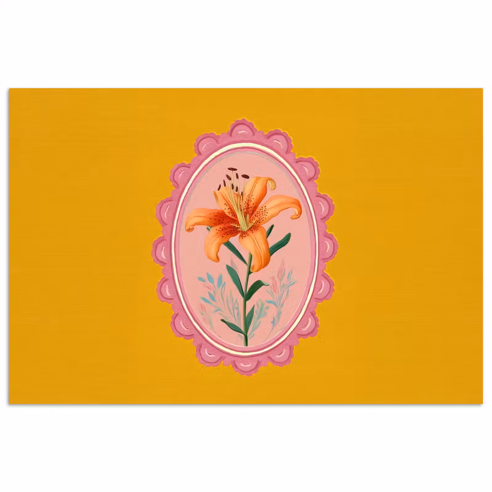 Poster - Lelie - Oranje - Lijst - Ovaal — 1