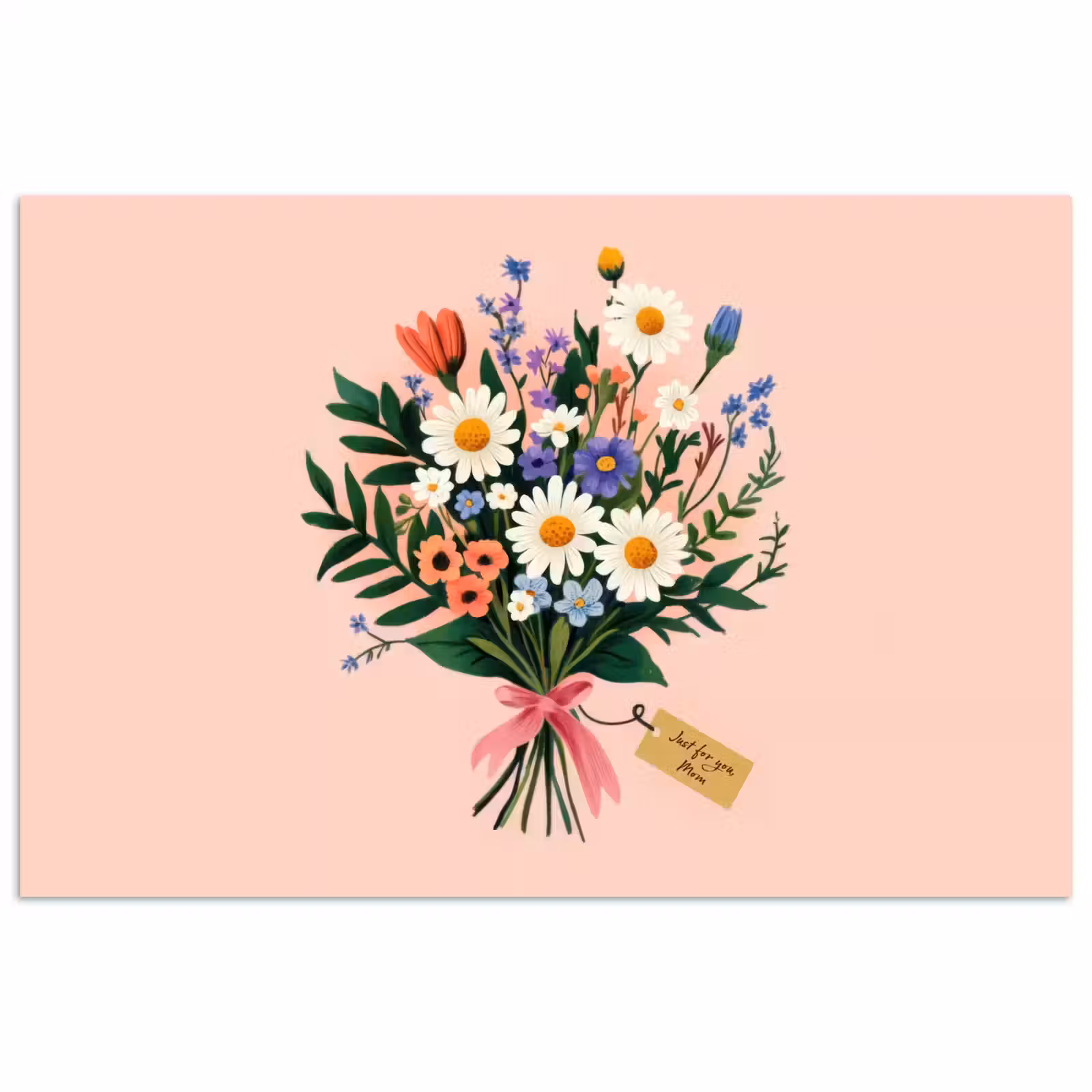 Poster - Margrieten - Boeket - Strikje - Roze — 1