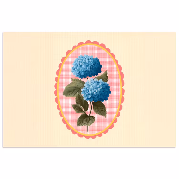 Poster - Bloemen - Blauw - Lijst - Bladeren — 1