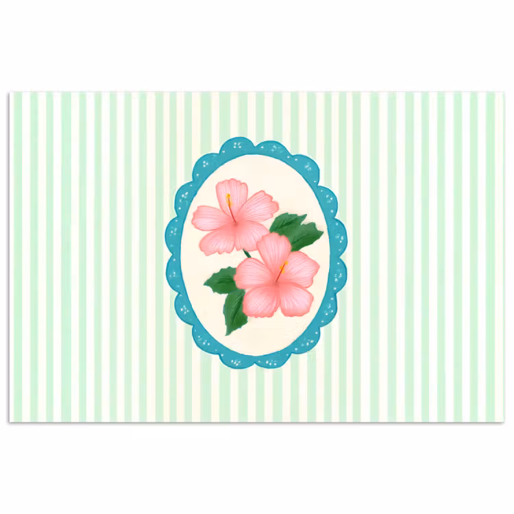 Poster - Bloemen - Ovaal - Strepen - Groen — 1